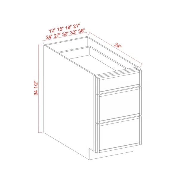 Base Cabinet 3 Drawers 3DB18 3-DRAWERS BASE
